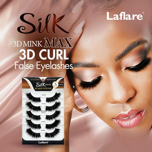 Laflare 25MM Silk Mink Max Volume 3D False Eyelashes, Reusable Fluffy Natural Looking False Lashes, Wispy Lashes 5 Pairs Value Pack (MS08X5P)