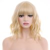 BERON Blonde Wigs for Women With Bangs Short Wavy Girls Bob Hair Wig Light Blonde Heat Resistant Synthetic Wigs for Cosplay Party or Daily Used