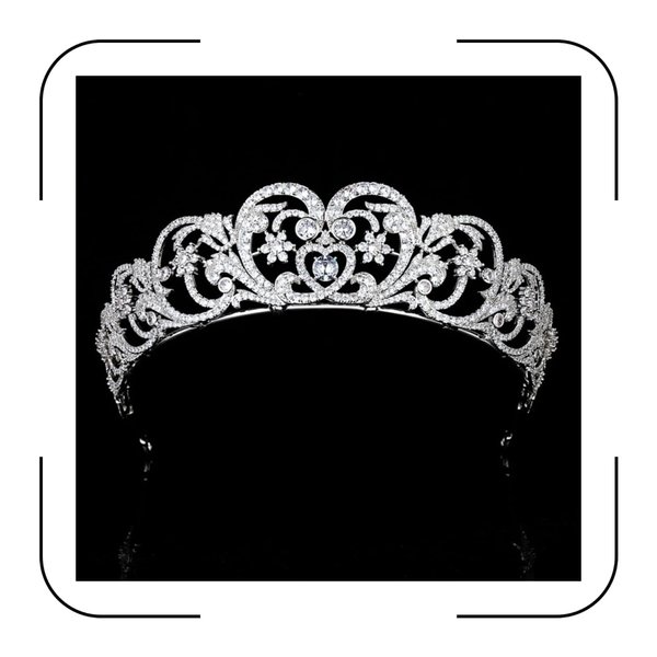 QXMYOO Princess Diana Crown for Women Cubic Zirconia Silver Diaries Tiara Royal Queen Crown Jewelry Bridal Headpiece Crystal Costume Accessories