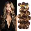 Highlight Brown Bundles Human Hair Ombre Blonde Body Wave Bundles P4/613 Human Hair Bundles Brazilian Human Hair Double Weft Soft And Silky Remy Hair Extensions for Black Women 10 12 14 Inch