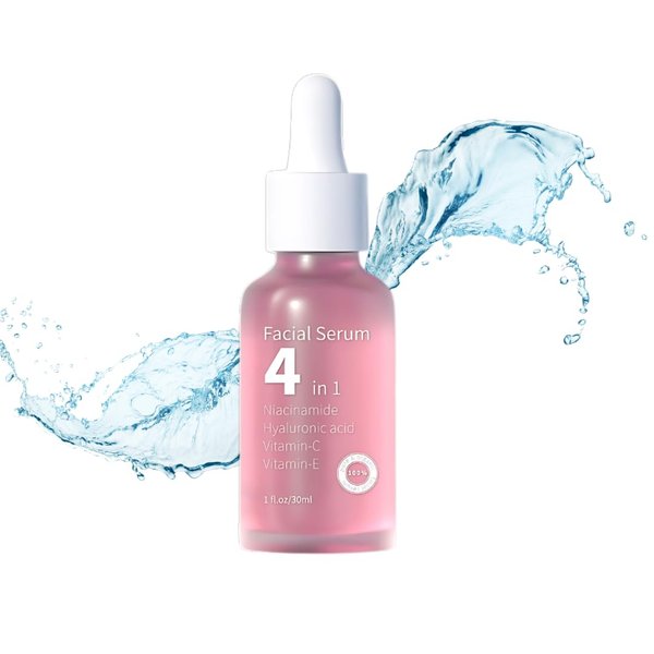 Blayne SKN 4-in-1 Premium Facial Serum with Vitamin C, Hyaluronic Acid, Niacinamide, Vitamin E for Dark Spots, Anti-Aging, Hydration, Fine Lines, Wrinkles, Acne Marks 1oz