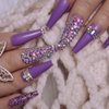 ZYBUXY 24pcs lady purple press on nails long coffin Fake Nails Acrylic wedding nails for bride Ballet False Nails for Women and Girls