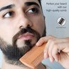 Kootinn Wooden Beard Comb Kit, Dual Action Fine & Coarse Teeth, Wood Color and Black Pocket Comb for Beards & Mustaches & Hair Grooming Care (2 Pack)