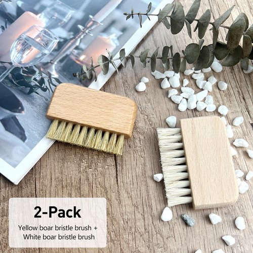 Natural Beech Wood Nail Brush Non-Slip Hand and Toenail Cleaning Brush Compact and Durable Bristle Scrub for Home and Travel
