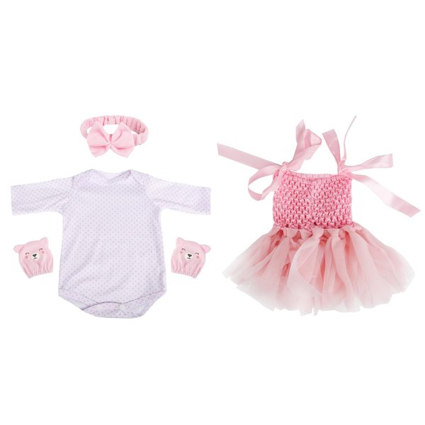 Kaydora Reborn Baby Doll Clothes for 16-20 Inch Reborn Doll Girl 2 Sets Pink&White Reborn Baby Dolls Outfits Baby Doll Clothing