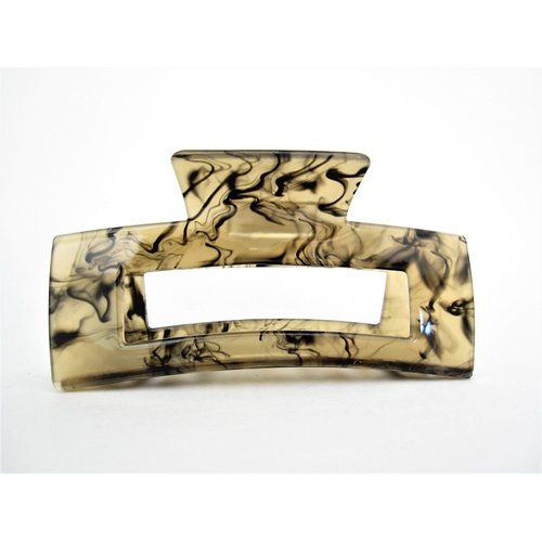 Generic Medium rectangle tan and black marbled hair claw clip