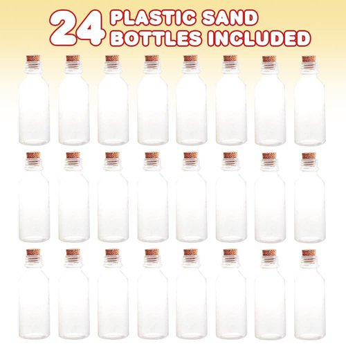 ArtCreativity Plastic Sand Art Bottles with Corks - Pack of 24-2oz Clear Containers for Sand Art, Message in a Bottle, Wedding Invitations, Fun Arts and Crafts Supplies for Kids - Sand not Included…