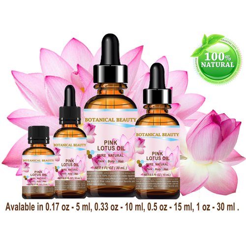 PINK LOTUS OIL Pure Natural 0.17 fl oz - 5ml. for Face, Skin, Hair, Anti Aging Face Oil, rich in natural source of Vitamin C by Botanical beauty