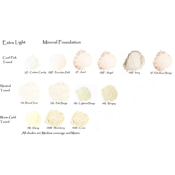 Mineral Foundation Lightest Shades - Porcelain Through Ivory (6 Shade Sampler Pack 2-3 Neutral)