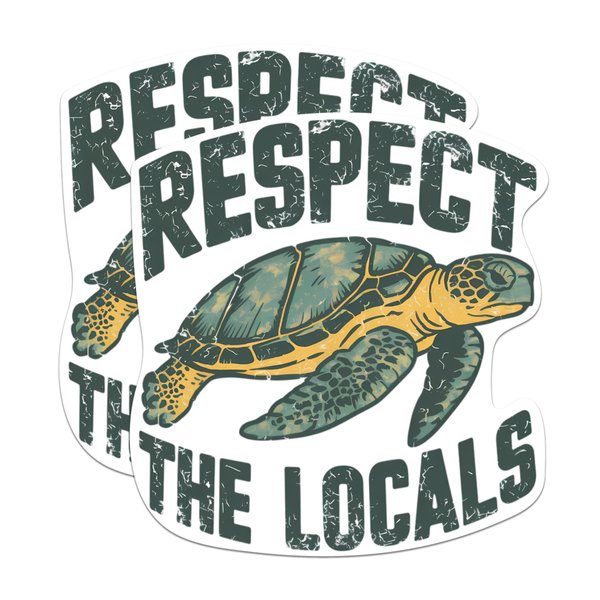 (2 Pack) Respect The Locals Turtle Magnets - Respect Nature - Eco Friendly Ocean Conversation - 5 Inches On Longest Side - Premium Vinyl - for Cars, Refrigerators, Toolboxes - Made in USA - MAG2073