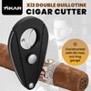 Xikar Xi2 Cigar Cutter - Precision Double Guillotine Cigar Snipper with 440 Stainless Steel Blades, Noir Finish | Rockwell C Rated 54 to 60 Ring Gauge Cigar Clipper - Ergonomic Teardrop Design