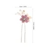 NUOBESTY 4Pcs Wedding Hair Clip Comb Handmade Bridal Hair Clip Pearl Floral Leaf Hair Accessories for Women Wedding (Purple)