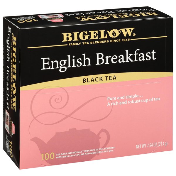 Bigelow English Breakfast Black Tea Bags, 100 Count Box Caffeinated Black Tea