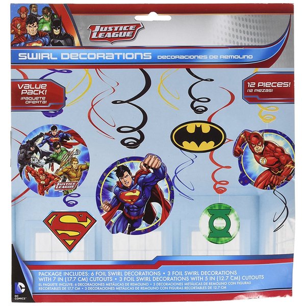 Justice League™ Foil Swirl Value Pack Decorations, Party Favor