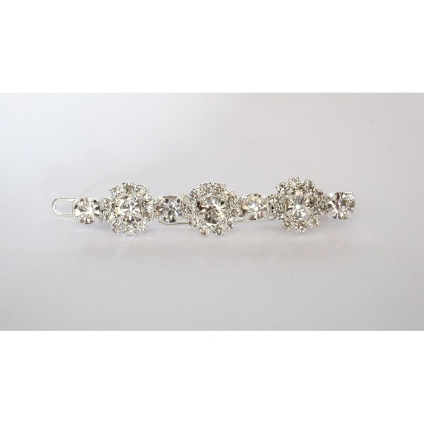 Generic Silver metal slim round crystal hair pin clip barrette for fine thin hair