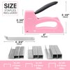 SHALL Light Duty Staple Gun for Wood - Pink Upholstery Staple Gun with 1600pcs JT21 Staples 1/4, 5/16, 3/8 inch and Staple Remover - Women Staple Gun for Crafts, Fabric Stapler Gun for DIY, Decoration
