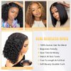 Glueless Bob Wigs Human Hair Pre Plucked Pre Cut Deep Wave Short Curly Human Hair Wigs Wear and Go Glueless Wigs 180% Density Lace Front Wigs for Black Women 4x4 Lace Closure Human Hair Wig 10 Inch