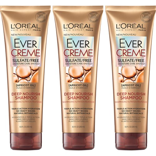 L'Oreal Paris Hair Care Evercreme Sulfate Free Deep Nourish Shampoo, 3 Count