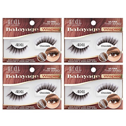 Ardell Balayage Wispies, Chocolate False Eyelashes, with Ultra Thin Band, 4-pack
