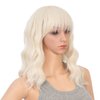 SWACC Short Curly Wavy Bob Wig with Bangs Synthetic Medium Shoulder Length Hair Wig for Women with Wig Cap (Platinum Blonde)