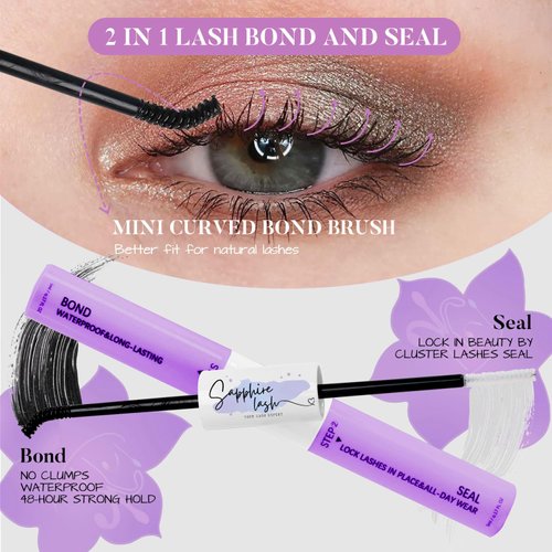 Sapphire Lash Cluster, Lash Extension kit DIY 132pcs, 10mm-16mm, Eye Lash Clusters with Lash Applicator, Bond, Seal and Remover All in One, Natural Look Eyelash Cluster