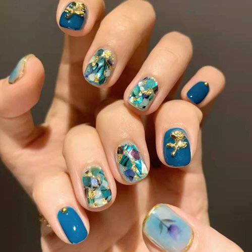 Abalone Seashell Nail Art Slices, Holographic 3D Mermaid Irregular Nail Art Glitter Flakes, Ocean Beach Shell Nail Sequins Supplies for Women Girls Manicure Sparkly Decoration, DIY Resin Nail Art Tips