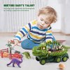 cobefy Dinosaur Fossil Skeleton Transport Truck Toy Playset with Lights & Sounds, Bone Carrier Trailer Vehicle Dino Figures Toy, Ideal Birthday Present for 3 Years Old and Up Boys & Girls