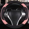 Leather Car Steering Wheel Cover, Non-Slip Car Wheel Cover Protector Breathable Microfiber Leather Universal Fit for Most Cars(Pink)