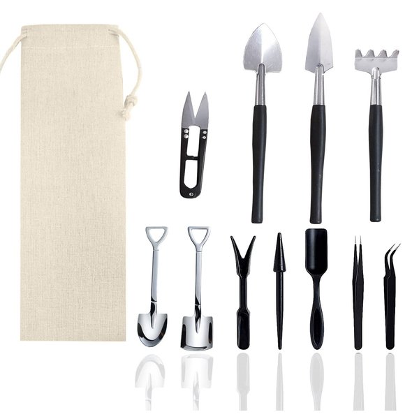 Wobodan 12 Pcs Succulent Tools Set Mini Transplanting Garden Tools Kit for Indoor Gardening Flower Pot Cactus Care