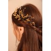 BERYUAN Black Crystal Gold Beads Hair Comb Crystal Beads Wedding Hair Piece Gold Bride Headband Boho Style Elegant Hair Accessory for Brides Bridesmaid