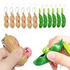 12PCS Squeeze Bean Keychain Fidget Toys for Skin Picking, Pea Pod Sensory Fidget Toys,Peanut Poppers Fidget Toy,Stress Relief Toys,Party Favors