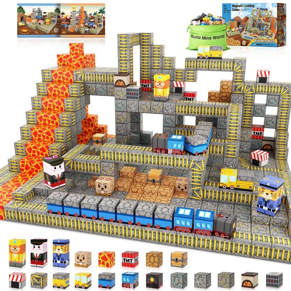 Build Mine World Magnetic Building Blocks Toddler Toys STEM Sensory Outdoor Toys for 3+ Year Old Boys & Girls, Kids Toys for Ages 4-6 6-8 5-7