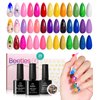 beetles Gel Polish Set 20 Summer Gel Nail Polish Colors Pink Orange Glitter Gel Polish Kit Manga Heroine Collection with Nail Stickers Nail Rhinestones 3Pcs Base Top Coat Soak off Uv Gift for Girls