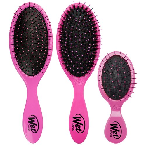 Wet Brush Original Detangler, Mini, & Shine Enhancer Hair Brush - Pink (3-Pack) - Exclusive Ultra-soft IntelliFlex Bristles - Glide Through Tangles With Ease For All Hair Types - For Wet And Dry Hair