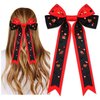 Red Spirit Day Accessories for Women Red Hair Bows Game Day Football Hair Bow Clips Crystal Embellished Ribbon Bows Game Day Team Spirit Hair Accessories Football Tailgate Party Favors (Pattern D)