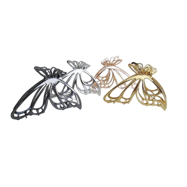 Generic Rose gold silver or dark silver butterfly metal hair claw clip (Primary color: Gold), 1 Count (Pack of 1)