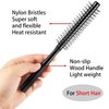Geiserailie 2 Pieces Thick Round Hair Comb Bristle Round Hair Brush Blow Drying Hairbrush Small Brush Short Hair Massage Comb Head Massage Round Brush Roll Hairbrush for Wet or Dry Hair (Black)