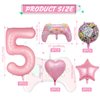 Pink Video Game Balloons, Video Game Controller Birthday Number Mylar Foil Balloon, Level Up Balloons for Girls Game On Birthday Decorations Video Game Gaming Theme Party Supplies (5th)