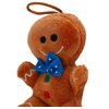 Toyland® 10cm (4") Plush Gingerbread Man Soft Toy with Blue Bow - Christmas Soft Toys - Christmas Decorations