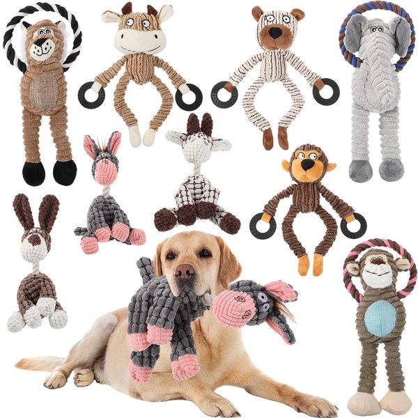 Honoson 9 Pcs Squeaky Plush Dog Toys Durable Cute Soft Dog Teething Toys Stuffed Animal Chew Toys Squeaky Plush for Puppy, Small, Medium Dogs for Dog (Cute Animal)