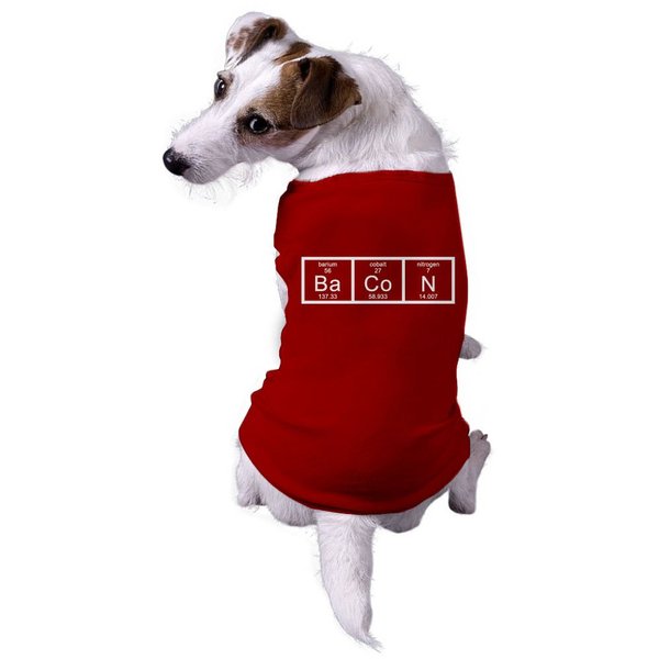 Dog Chemistry of Bacon Funny Nerdy Scientfic Animal Dog Shirt Nerd Shirt for Dogs Funny Science Puppy Shirt Red L