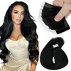 Sunny Hair Tape in Hair Extensions Human Hair Black Tape in Extensions Jet Black Tape ins Human Hair Extensions Real Hair Extensions Tape in Black Hair Extensions 10pcs 18inch