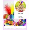 Fikinise Mini Top Hat Headband with Multicolor Feathers for Women Girls Rainbow Feather Headband Top Hat Feather Hair Accessory Rainbow Parade Cosplay Halloween Hat Party (Candy