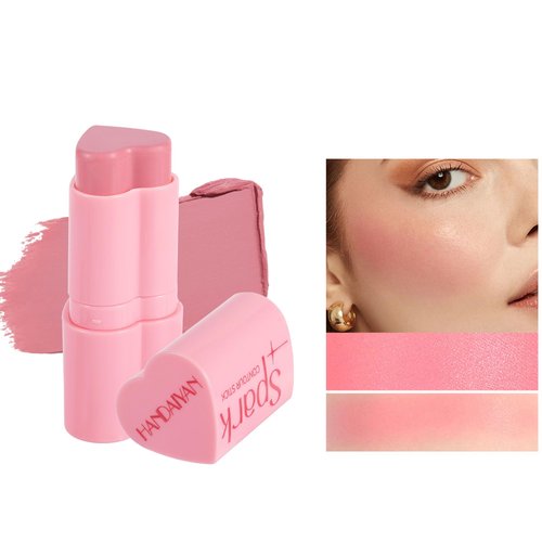 BEUKING Heart Blush Stick, Matte Rouge Stick, Cheek Contour Pen, Long Lasting Water Proof Non-Greasy Smooth, Buildable Lightweight Cream Blush, Easy Application High-Gloss Finish (05#, 0.21 OZ)