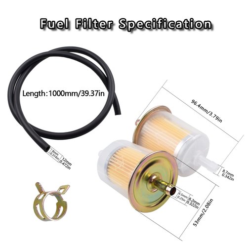 Gmailmall Universal 5/16" Fuel Filter(8mm) Motorcycle Fuel Filter, Inline Gas Oil Filter for Industrial Tractors Cars Trucks Motorcycles Gas Fuel Line (4pcs Filter Line Clamp Kit)