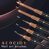 Aeocidy Nail Art Brushes Set - 5pcs Nail Brushes Nail Liner Brush (5/9/15mm) Ombre Nail Brush French Tip Nail Brush Gel Builder Brush Nail Polish Brush Nail Art Design Tools Metal Handle for Nails