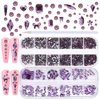 WOKOTO 2 Box 1620 Pieces Purple Nail Rhinestones Flat Back Crystals For Nail Art Diamonds Flatback Rhinestones For Women Acrylic Nails Purple Rhinestones Flatback Eye Gems Glass Rhinestones