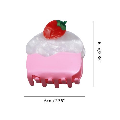 Generic Funny Strawberry Cake Hair Clip,Acetate Claw Clip for Women,Women Hair Accessories, 1 Count (Pack of 1)