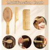 Bamboo Paddle Hair Brush, 3PCS Bamboo Hair Brush Set, Natural Bamboo Comb Paddle Detangling Hairbrush, Wooden Comb for Women Men, and Kids Massage Scalp Thick/Thin/Curly/Dry Hair