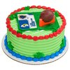 DECOSET NFL Los Angeles Rams Football & Tee Cake Decorations, 3-Pc, Cake Topper with Field & Team Sticker, Tee & Football, Licensed Product Of The NFL, Birthday Cake Decorations For After Party Fun